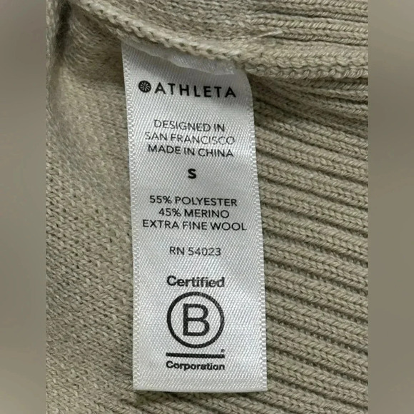 Athleta Jacquard Merino Wool Crew Sweater Size Small - Picture 4 of 6
